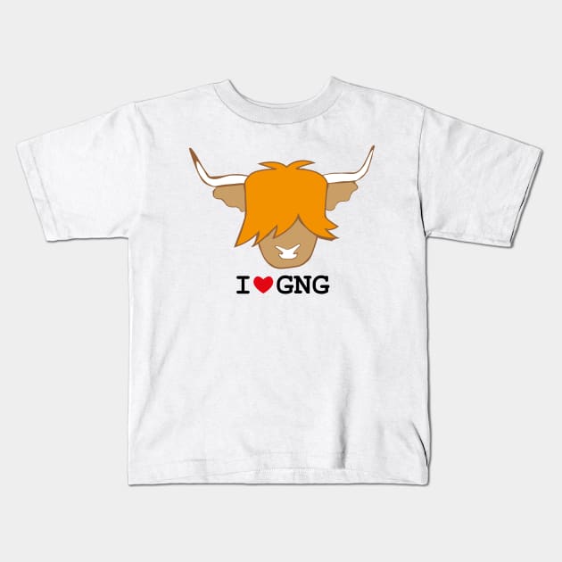 Scottish highland cow - I love GNG - I love ginger Kids T-Shirt by ayelandco